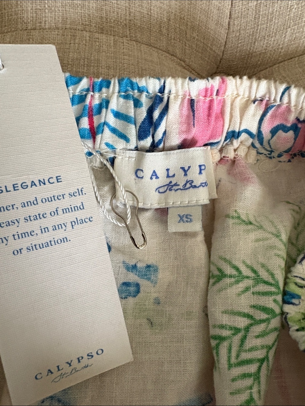 Calypso St. Barth Ivory Midi Skirt with Pink, Blue, Yellow & Green Print - Picture 2 of 7